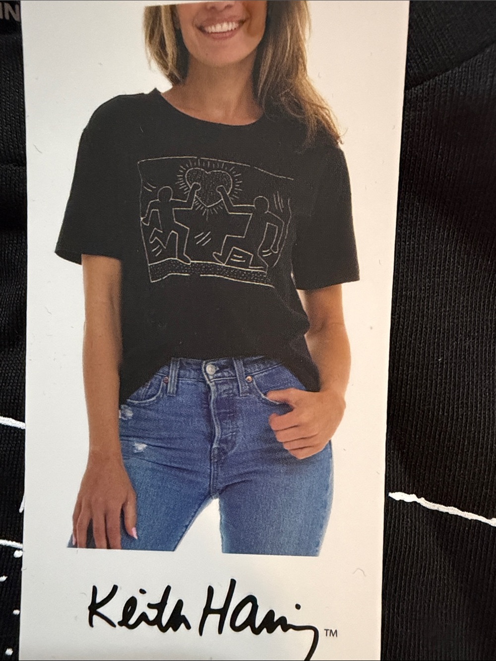 Keith Haring Black Graphic Crewneck T-Shirt L NWT